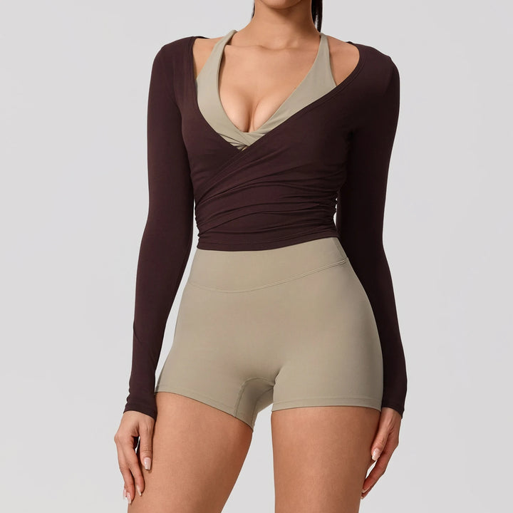 EVRYN Wrap Top - Dark Coffee